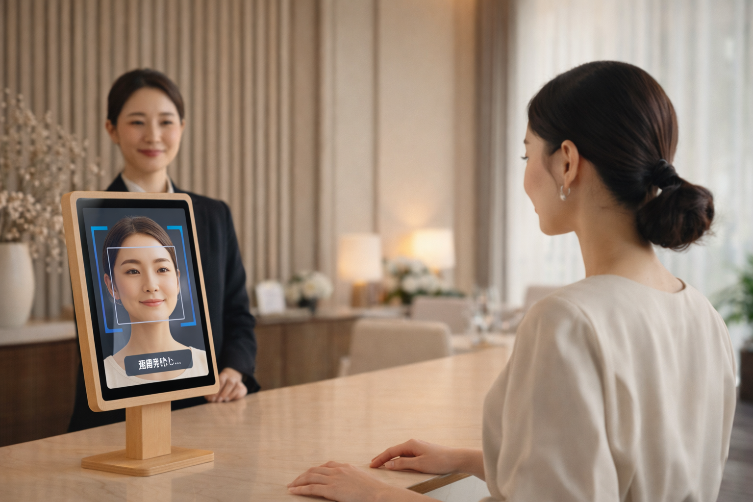 顔認証で受付しているイメージ